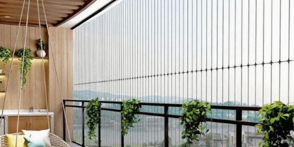 Invisible grill installation on balcony by Fiber Screen